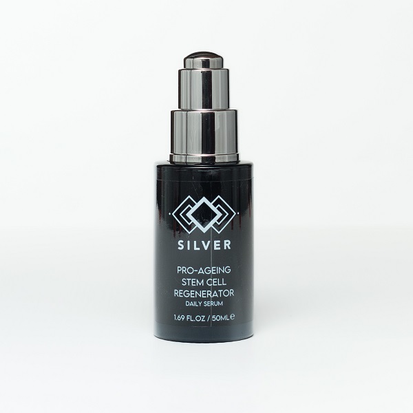 Silver Pro-Ageing Stem Cell Regenerator Daily Serum - bottle on white background